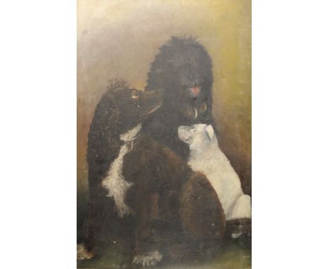 A Portrait of Three Dogs, oil on canvas, unframed. 50.5 x 76 cm.