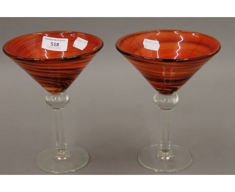 A pair of Murano glass ice cream flutes. 18 cm high.
