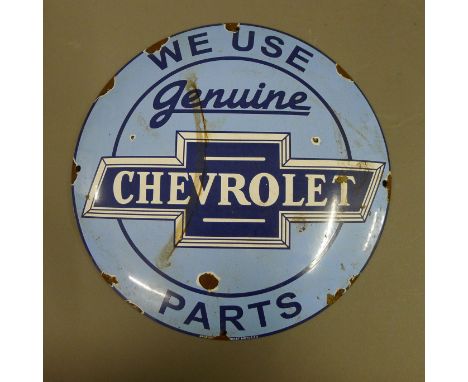 A Chevrolet enamel sign. 29.5 cm diameter.