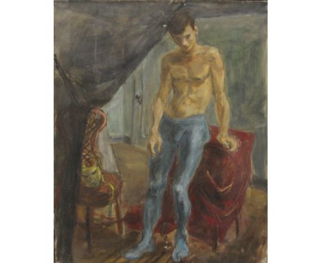 TERESA D'ELIA (1918-2011), Male Dancer, oil on canvas, framed. 51 x 64 cm. Note:  Listed in Who's Who in American Art, 1947; 
