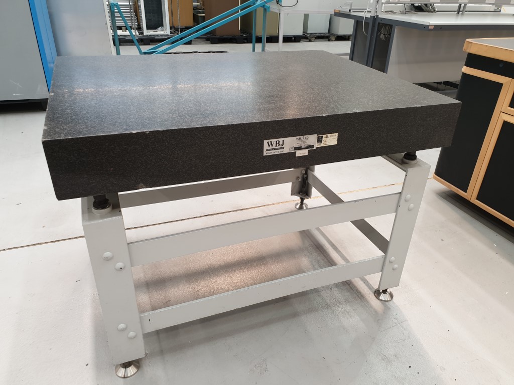 WBJ FLAT GRANITE MEASURING TABLE APPROX 4 X 3 ' WITH STEEL FRAME