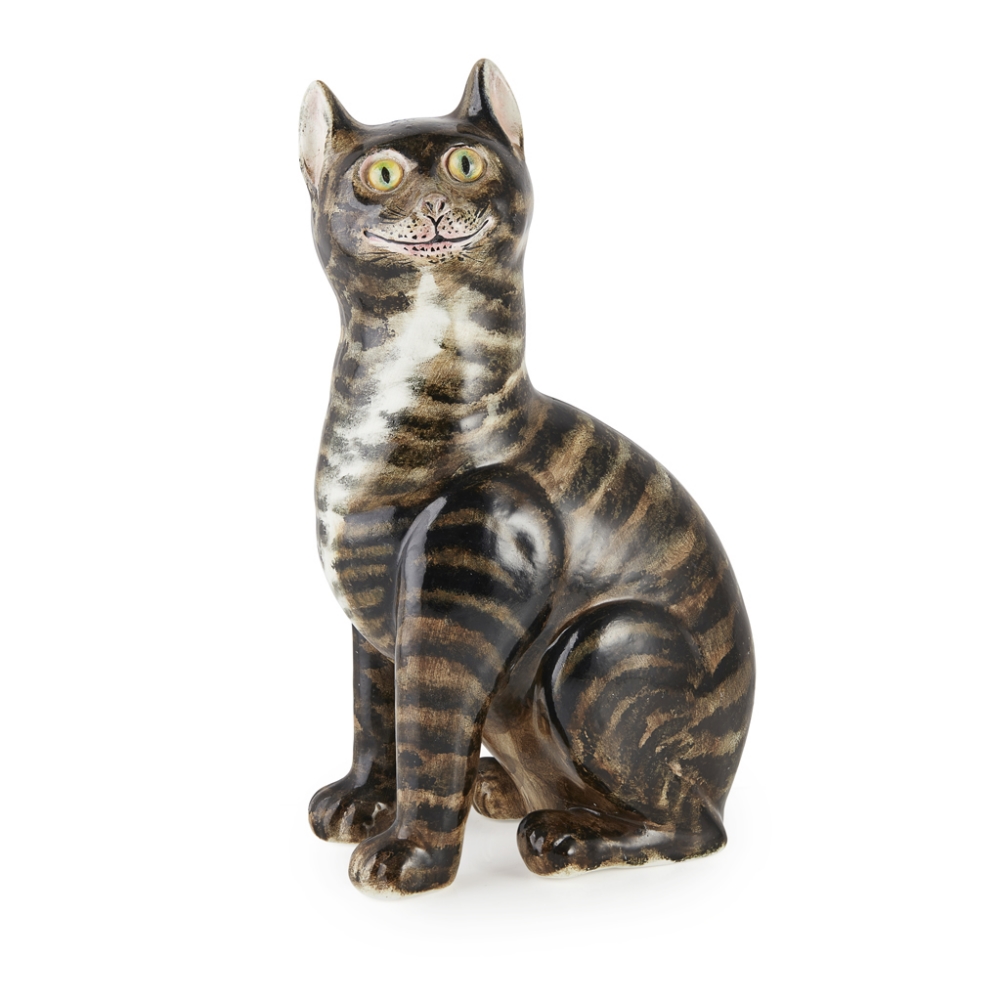 A LARGE WEMYSS WARE TABBY CAT CIRCA 1900 impressed mark WEMYSS/ R.H.& S ...