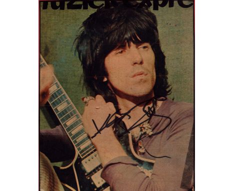 Keith Richards signed colour magazine Approx 9.5x7.5 Inch affixed onto pick A4 Sheet. Is an English musician, songwriter, sin