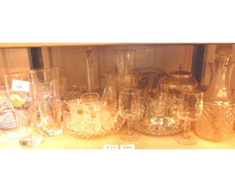 Shelf of mixed glass including crystal 