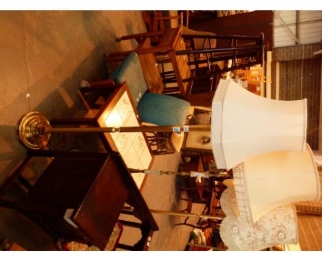 Modern brass standard lamp with shade