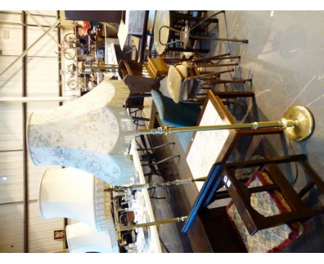 Brass standing lamp with floral shade