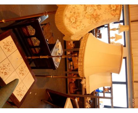 Onyx and gilt standing lamp with cream shade