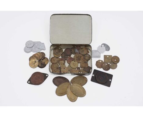 A collection of miners pit check tokens/tallies, various pits: Bowburn, Cresswell, Bedlington, Cowpen, Hazelrigg, Prince of W