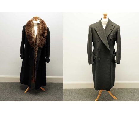 A Great War period driving or carriage coat by Simpson &amp; London, 103 Regent Street, of navy blue wool, with deep rolled f