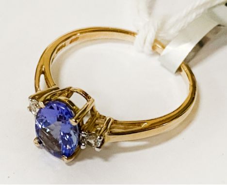 TANZANITE AAA TANZANITE &amp; RATANAKIRI ZIRCON 9CT GOLD RING SIZE M/N