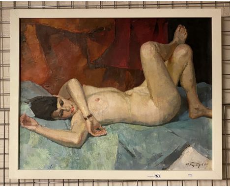 ROMAN PODOBEDOV (1920-2000) RECLINING MODEL 1960 OIL ON CANVAS 78.1CMS X 99CMS - PROVENANCE: CHRISTIES LONDON - 14TH AUG 2012