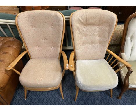 PAIR OF ERCOL HIGH BACK ARMCHAIRS