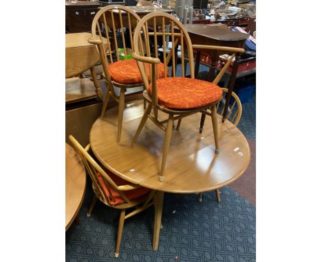 ERCOL DINING TABLE &amp; FOUR CARVER CHAIRS