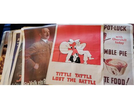 A collection of reproduction WW2 Allied and Axis&nbsp;propaganda posters which were reprinted and re-published in the 1970's 