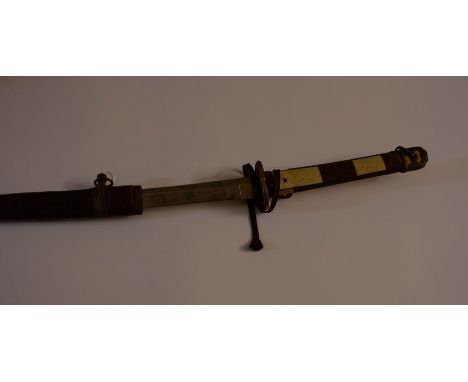 WW2 Imperial Japanese Army Officers Shin Gunto Sword. 69cm long blade. Signed tang with addition painted markings. Grip requi