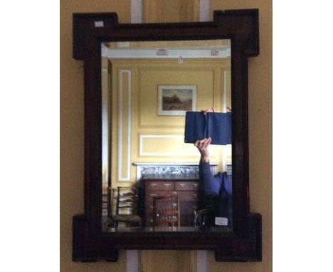 &nbsp;An 18th Century walnut veneered wall mirror with bevelled panel glass 42cm x 63cm