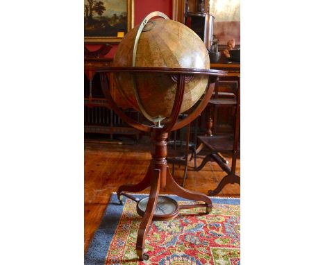  A George IV terrestrial globe by Bardin, inscribed '…Sir Joseph Banks… The New Terrestial British Globe… 1825…', the stand w