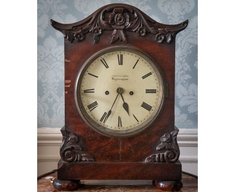 A William IV mahogany bracket clock signed J.&nbsp;Firderer, Birmingham, circa 1830, serpentine arched&nbsp;case with scroll 