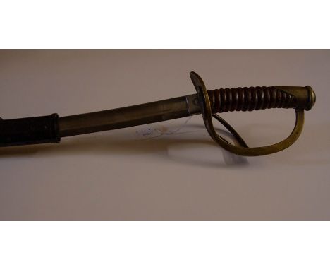 US 1865 pattern Cavalry Sabre. 88cm long single edged fullered blade marked "US 1865 AGM" and maker marked for "C Roby W. Che