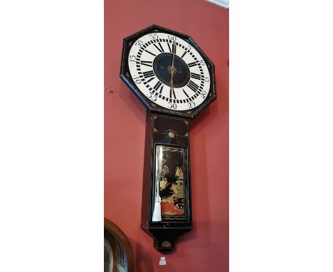 A 19th Century Chinoiserie tavern clock and key, large size