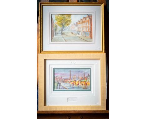 M Crawley. Friar Gate, Derby, watercolour and Morledge Derby. (2)