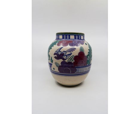 An early Carter, Stabler and Adams Poole Pottery vase.Size;  26.5cm. high,approximately 23cm. diameter.Condition; Two large c