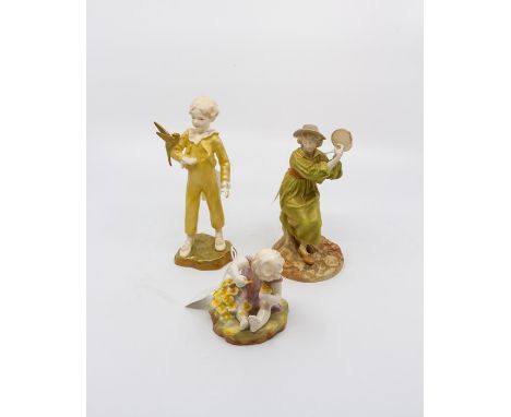 There Royal Worcester figures to included ‘Parakeet 3087’, ‘Tambourine lady 1083’ and ‘Mischief by F G Doughty’ [3]