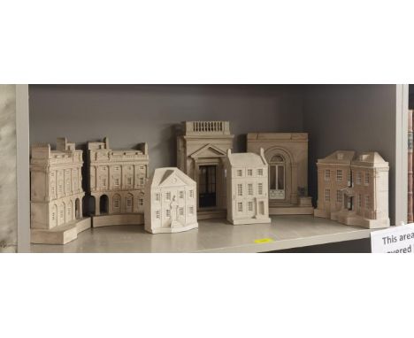 A group of Timothy Richards plaster architectural models of Georgian buildings to include Langley Park Slough, Reddish House,