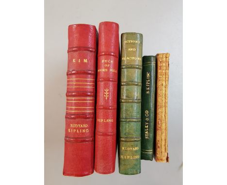 Rudyard Kipling books to include a first edition of 'Kim', first edition of 'Puck of Pooks Hill', 'Actions and Reactions', 'S