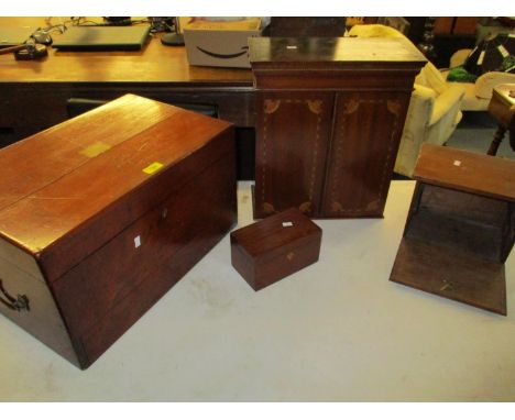 Mahogany boxes to include a silver chest , a converted tea caddy, an inlaid cabinet and anotherLocation: LAF 