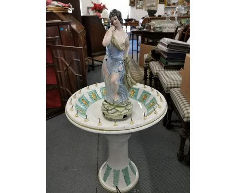 An Italian ceramic water fountain with semi-nude statue on pedestal base 112cm h x 57cm w A/F Location: RWB 