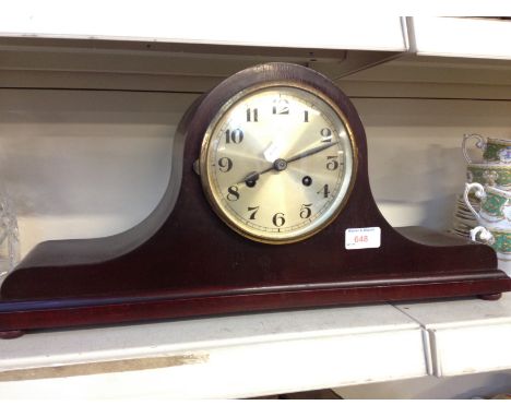 NELSON HAT MAHOGANY MANTEL CLOCK, L53CM