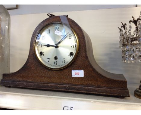 WESTMINSTER CHIME NELSON HAT OAK MANTEL CLOCK, L45CM