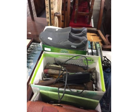 BOX BOOKS, SHOES, BOX TOOLS.  T