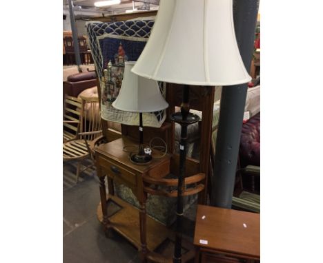 A CHINOISERIE STANDARD LAMP AND TABLE LAMP. HEIGHT FOR BOTH 176CM AND 61CM