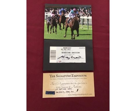 Mounted photograph and a Grand Stand admission ticket for Ascot signed by Henry Cecil with certificate of authenticity 