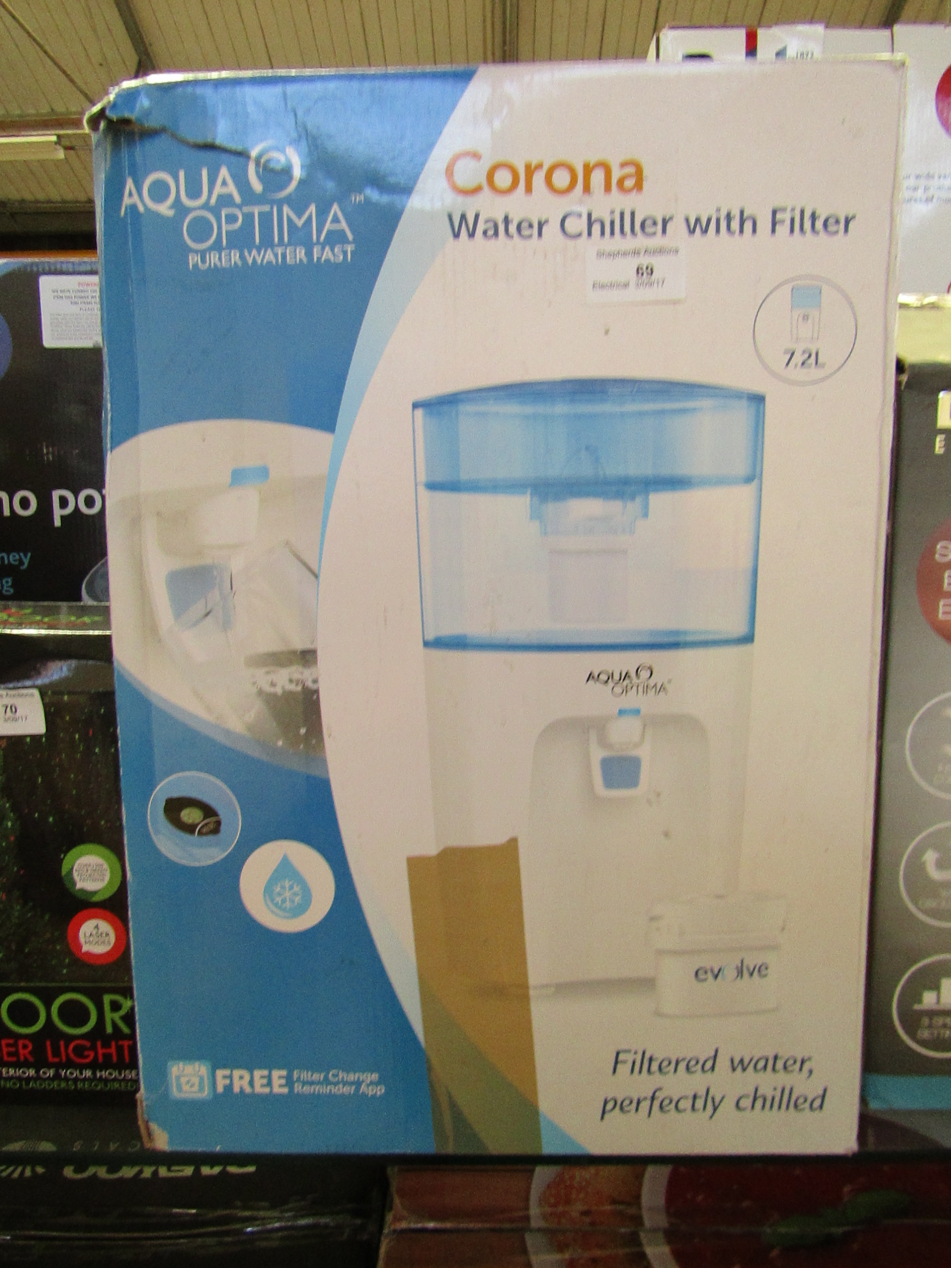 Aqua Optima Corona water chiller with filter, unchecked and boxed.