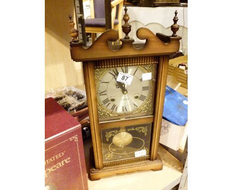 Vintage style wooden cased chiming 31 day wall clock 