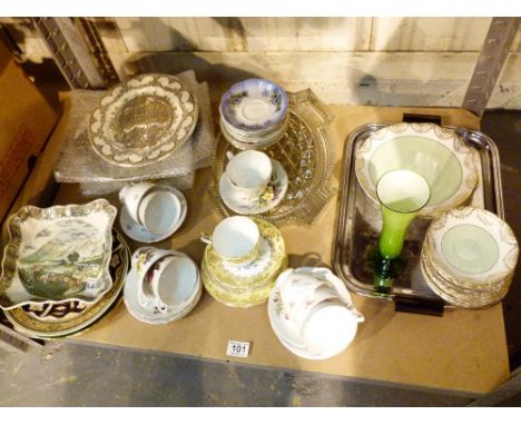 Shelf of mixed china & glass