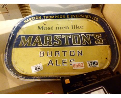 Vintage Marstons Burton Ales tin bar tray