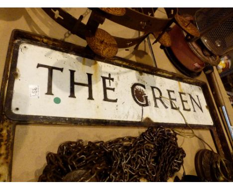 Vintage The Green standing street sign 