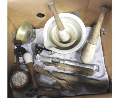 BOX PESTLES & MORTARS, VINTAGE KITCHEN UTENSILS 