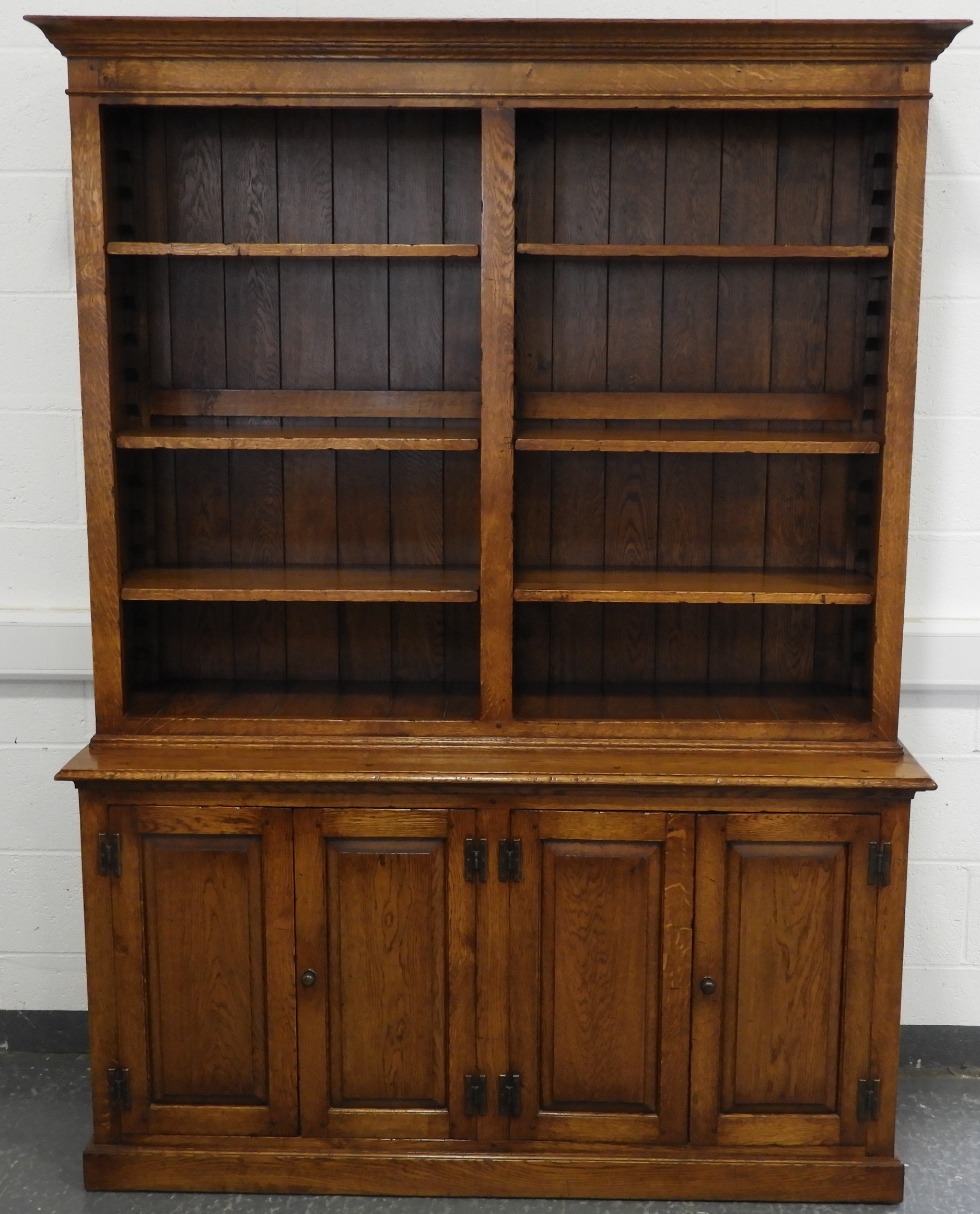 OAK LIBRARY BOOKCASE CUPBOARD 80" high x 59" wide x 20" deep