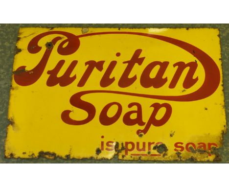 ENAMEL SIGN PURITAN SOAP 36' X 24'  