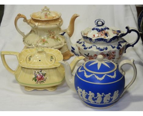 COPELAND SPODE TEA POT + 3 VICTORIAN TEAPOTS 