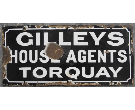 ENAMEL SIGN GILLEYS HOUSE AGENTS, TORQUAY 17.5' X 8'  