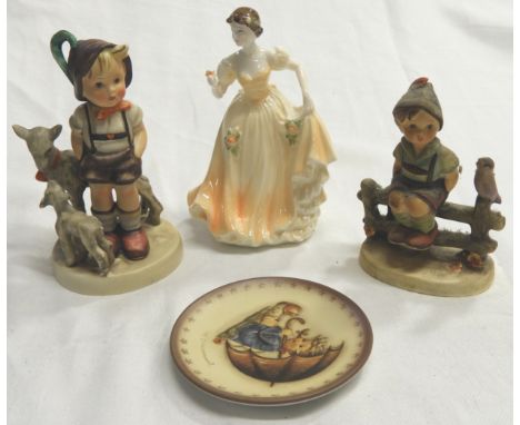 2 HUMMEL FIGURES & PIN DISH & COALPORT FIGURE DEBUNTANTE OF YEAR 95 ROSE BALL  