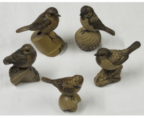 5 POOLE STONEWARE BIRDS 