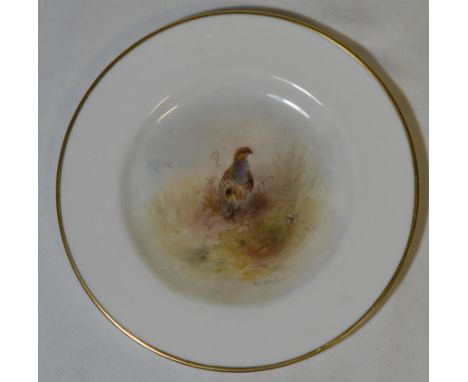ROYAL WORCESTER SIDE PLATE WITH PARTRIDGE SIGNED JAS STINTON  
