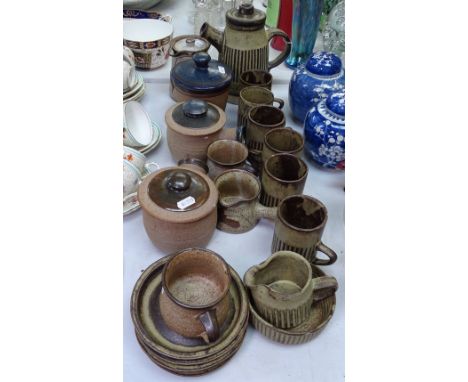A coffee set,Lower Down pottery, David Leach containers etc